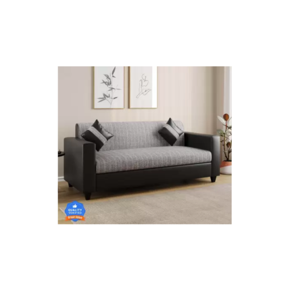 Leatherette and Fabric 3 Seater Sofa